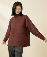 Luxury Japanese Pleated Turtleneck Sweater – Relaxed Knit Top